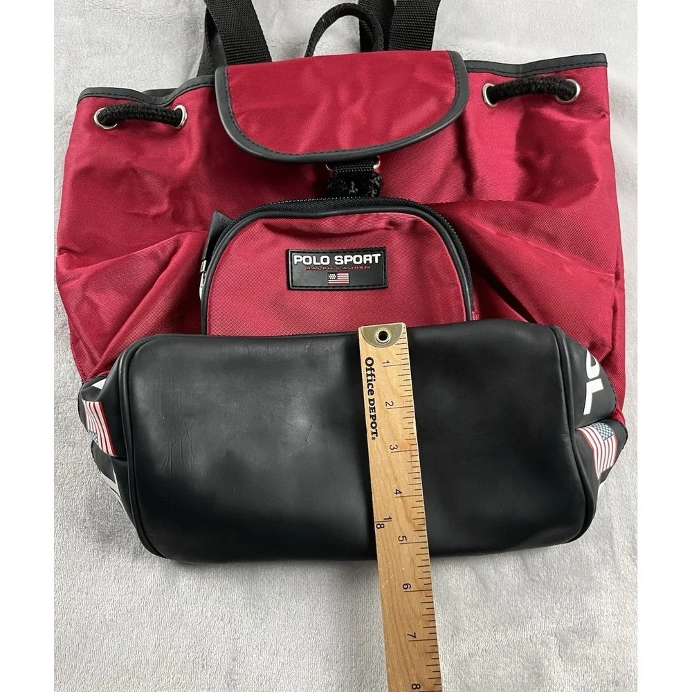 Vintage Polo Sport Ralph Lauren Backpack Red Black Rucksack Drawstring